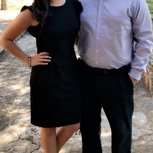 Calvin Klein ruffled U-back sheath dress